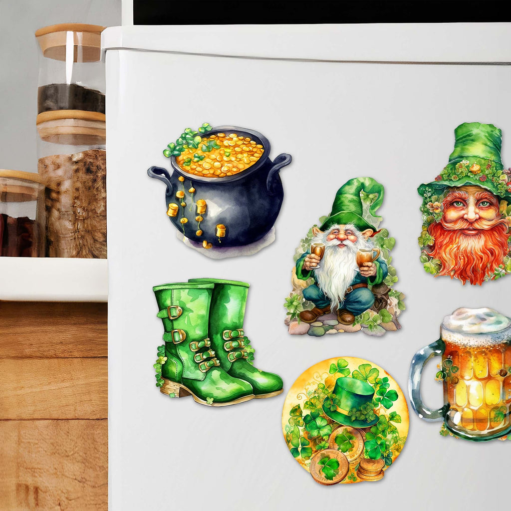 St. Patrick's Day Decorative Eco Wood Magnets Set of 6 by G. Debrekht - St. Patrick's Day Decor - 8090058G-S6