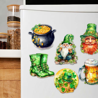 St. Patrick's Day Decorative Eco Wood Magnets Set of 6 by G. Debrekht - St. Patrick's Day Decor - 8090058G-S6