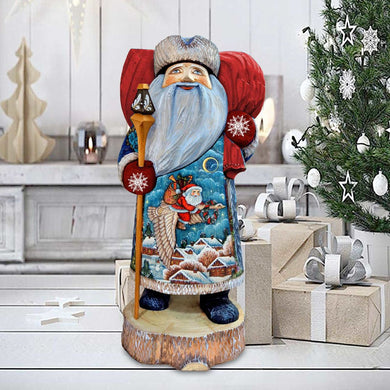 Santa Goose Ride Santa Hand-Painted WOODCARVED Masterpiece by G. DeBrekht - Christmas Decor - 241143-4 *** PRE-ORDER - Handmade Just for You! ***