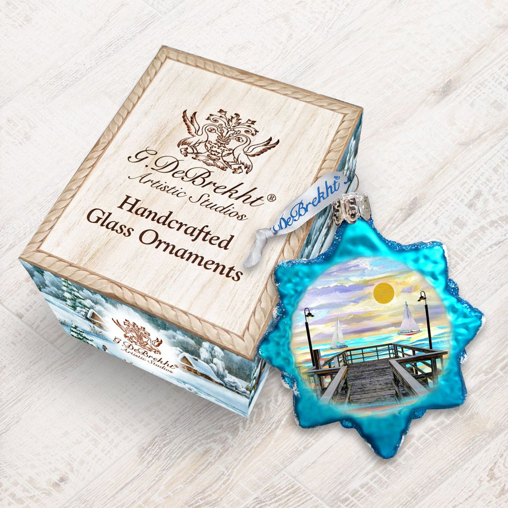 Boats at Pier Mercury Glass Ornament by G. DeBrekht - Coastal Holiday Decor - 775482