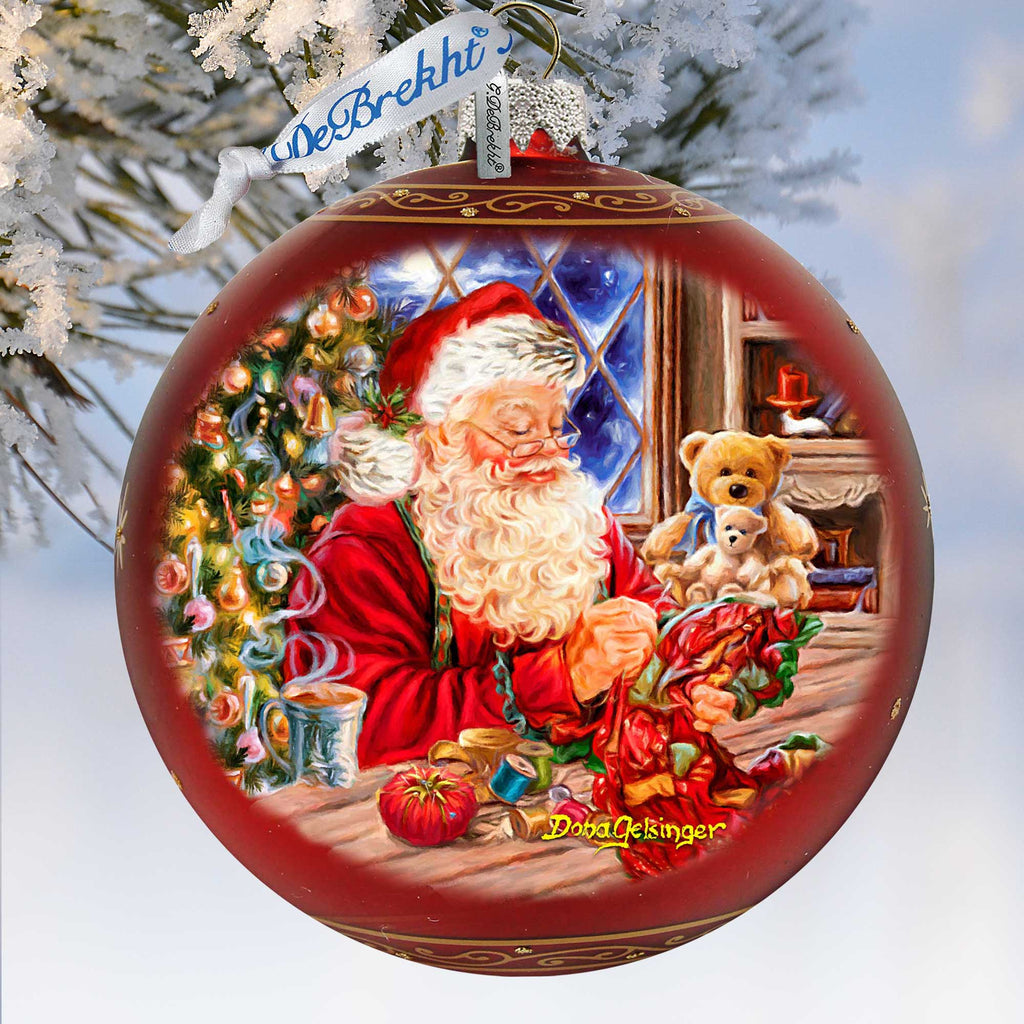 Getting Ready for the Holidays Santa Lg Glass Ornament in Red by Gelsinger - Christmas Decor - 73922R-DG
