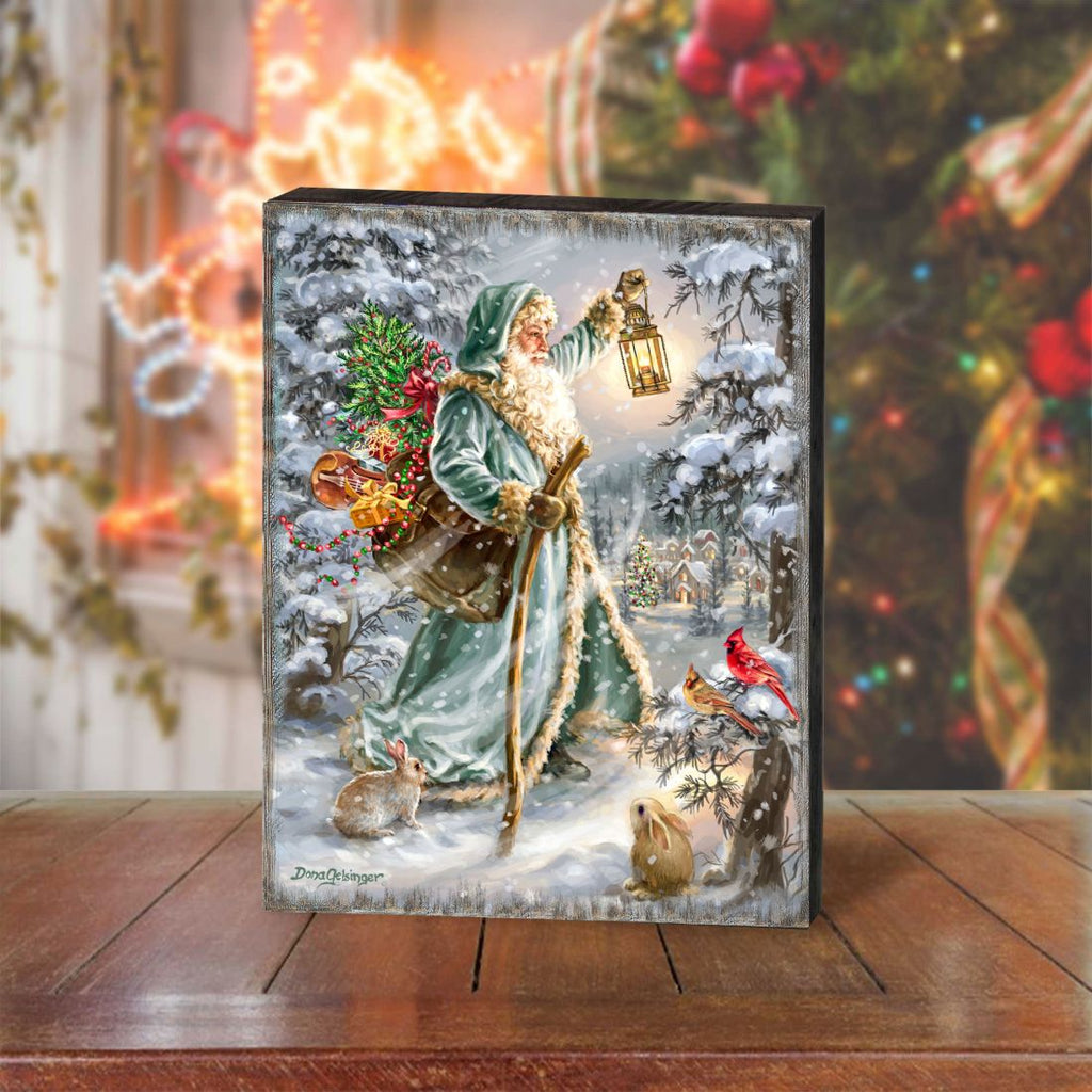 Saint Nicholas Wooden Wall Art by D. Gelsinger - Christmas Santa Snowman Decor - 95679B-DG