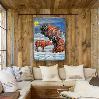Buffalos Art Wooden Wall Art by Nature Wonders - Nature Wildlife Decor - 95217B