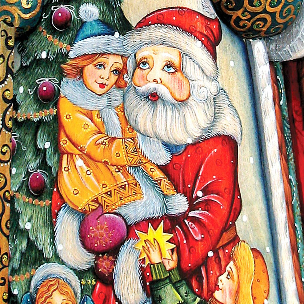 Joy Santa Hand-Painted WOODCARVED Masterpiece by G. DeBrekht - Christmas Decor - 215623