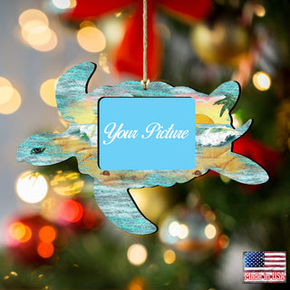 Sea Turtle Coastal Picture Frame Ornaments - Ornament for Photo - Coastal Holiday Decor - 8198518PF