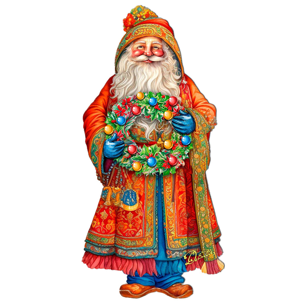 Santa's Wreath of Joy Holiday Door Decor by G. Debrekht - Christmas Santa Snowman Decor - 8691402H