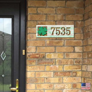 Address Sign - House Numbers - Celtic Door Numbers Plaque - Clover Wood House Number - Custom Home Address Sign - MA989819