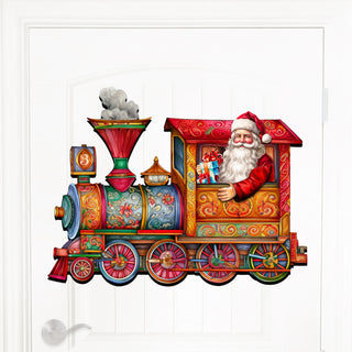 Santa's Train Holiday Door Decor by G. Debrekht - Christmas Santa Snowman Decor - 8611090H