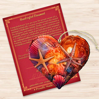 Holiday Coastal Ornaments - Coastal Heart Wooden Ornaments by G.Debrekht Coastal Holiday Decor - 8688199