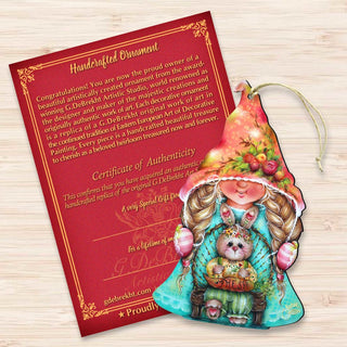 Gnome Girl with Bunny Wooden Ornaments by Jamie Mills-Price - Easter Spring Decor - 8457610