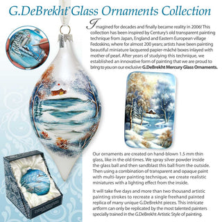 Sleighing in the Night Skies Glass Ornament Limited Edition by G. DeBrekht - Christmas Santa Snowman Decor - 73904