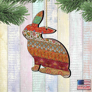 Country Quilted Bunny Wooden Ornaments by G. DeBrekht - Easter Spring Decor - 8198134
