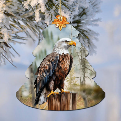 Alaskan Bald Eagle Tree Wooden Ornaments by G.Debrekht - Wildlife Holiday Decor - 870007