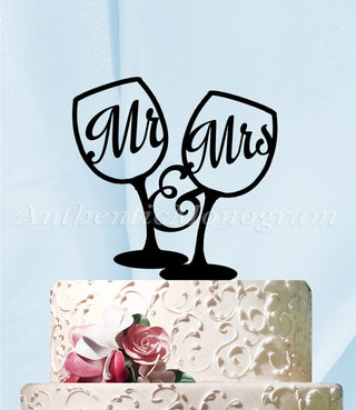 Wedding Cake Topper - Mr. & Mrs. Cake Topper, Wedding Cake Topper, Wedding decor, wedding champagne glasses, Unpainted