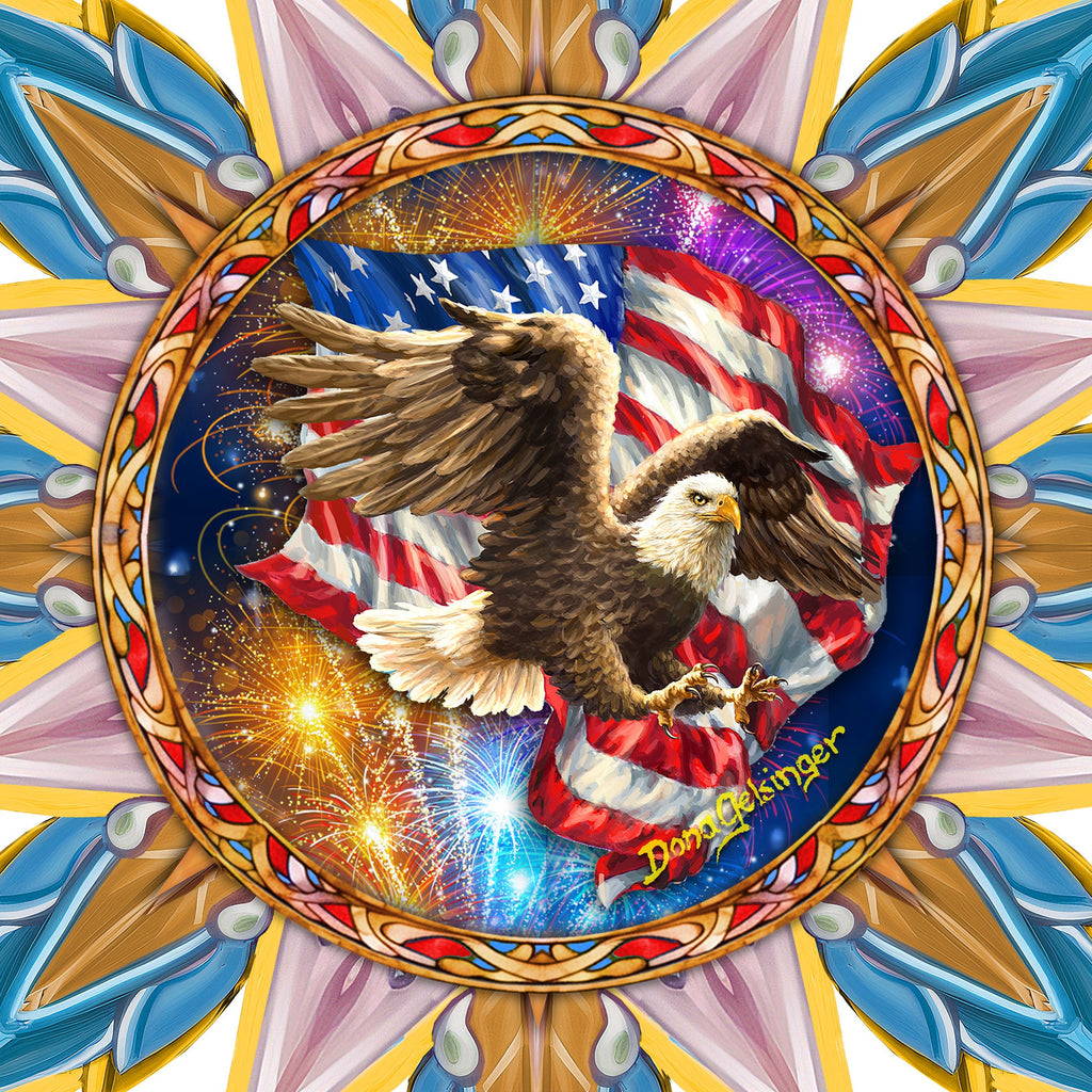 American Patriotic Eagle Tree Topper Wooden Decor by D. Gelsinger -Patriotic Holiday Decor - 89515-DG