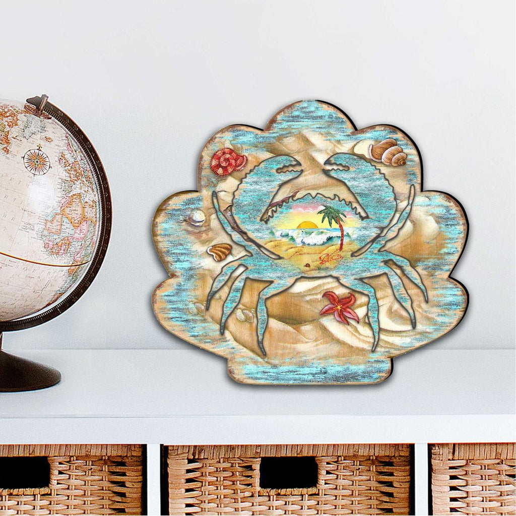 Seashell Crab Coastal Outdoor Decor Large Ornament by G. DeBrekht - Coastal Holiday Decor - 8198549-2M