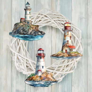 Lighthouse Clip-On Eco Wood Decorative Ornaments Set of 3 by G. Debrekht - Coastal Decor - 8091022C-S3