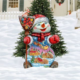Santa In the Night Sky Snowman Christmas Outdoor Decor by G. DeBrekht - Christmas Santa Snowman Decor - 818158F