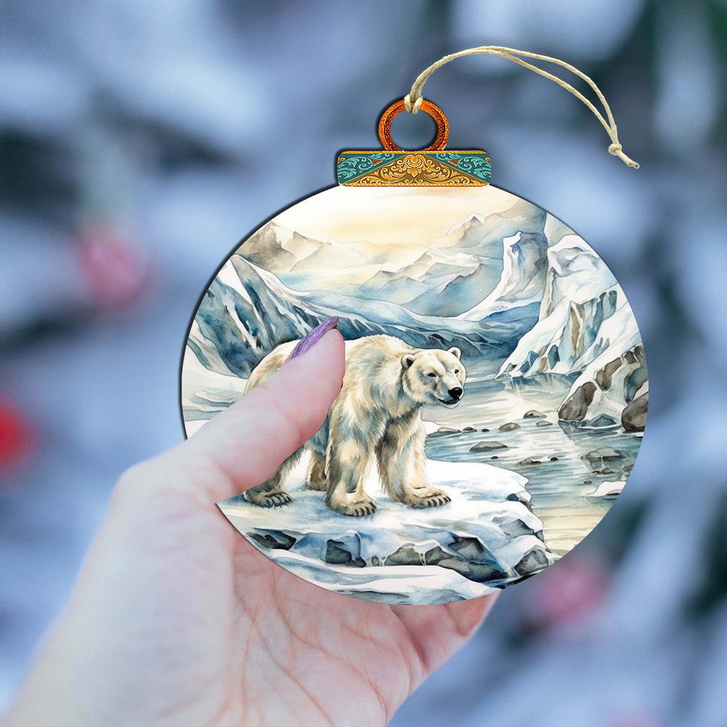 Polar Bear with Cub Wooden Ornaments by G.Debrekht - Wildlife Holiday Decor - 870048