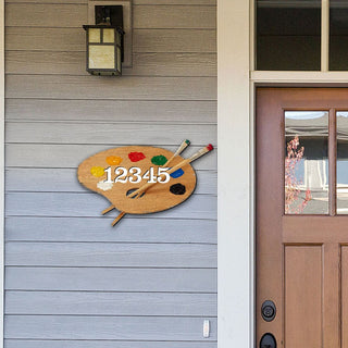 Paint Pallet Wooden Personalized House Number Sign by G. Debrekht - Love Family Kids Decor - Handcrafted Wooden Handcrafted Wooden Address Sign - MA98447