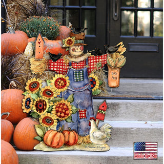 Fall Harvest Scarecrow Door Decor by Susan Winget - Thanksgiving Halloween Decor - 8471201H-SW