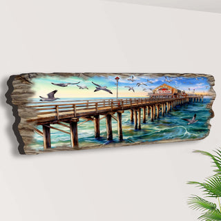 Pier Panorama Wooden Wall Art by G. DeBrekht Coastal Decor - 8491103W