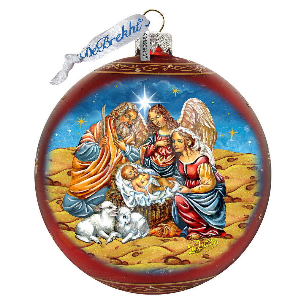 Regal Nativity Lg Glass Ornament in Red by G.Debrekht - Christmas Decor - 73928R