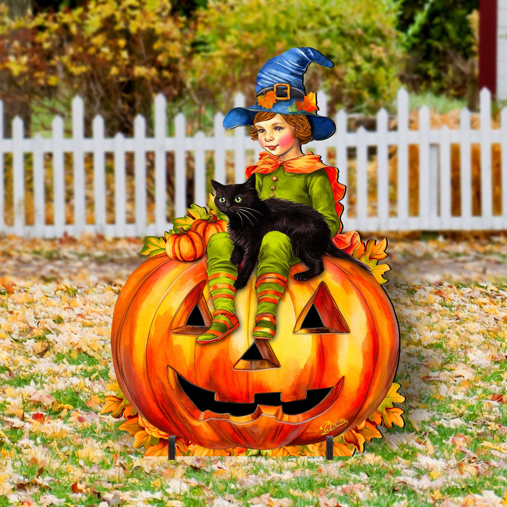 Boy on Pumpkin Freestanding Decor - Halloween Yard Decor by G. Debrekht - Halloween Decor- 8652795F