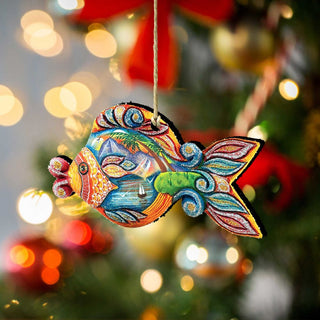 Paradise Fish Christmas Wooden Ornaments by G. DeBrekht - Coastal Holiday Decor - 8126161