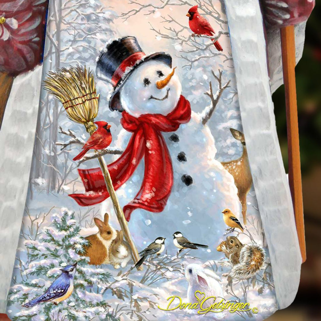 Frosty Forest Friends Hand-Painted WOODCARVED Figurine by D. Gelsinger - Christmas Santa Snowman Decor - 242103-1624