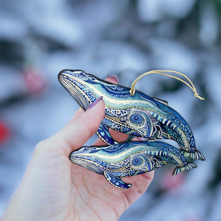 Alaskan Magic Humpback Wooden Ornaments by G.Debrekht - Wildlife Holiday Decor - 8710107-2