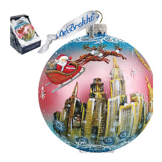 Up-Up and Away Ball Glass Ornament by G. DeBrekht - Christmas Santa Snowman Decor - 73318