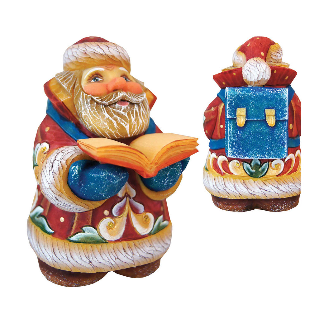 Mini Scholar Santa Handcrafted Christmas Figurine - G. DeBrekht - Christmas Santa Snowman Decor - 517655