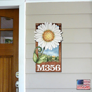 Daisy Wooden Custom House Number Sign by Jamie Mills-Price - Easter Spring Decor - Handcrafted Wooden Handcrafted Wooden Address Sign - MA8457704-MPP