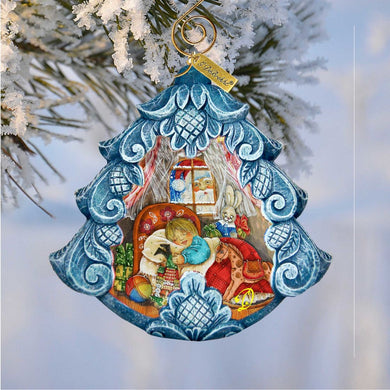 Night Before Hand-Painted Christmas Tree Sculpted Hand-Painted Christmas Ornament by G. DeBrekht - Love Family Kids Decor - 610276