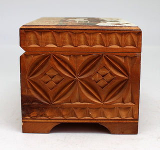 One-of-a-Kind Country Winter Wood Carved Jewelry Box 3.5
