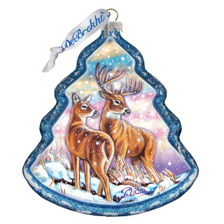 Deer Story Glass Ornament by G. DeBrekht - Wildlife Holiday Decor - 762-029