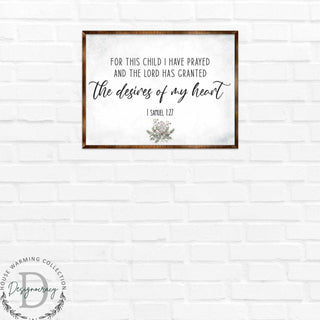 The Desires of My Heart - Wooden Nursery Room Decor - Samuel 1:27 - Contemporary decor - Religious wall art - 310339