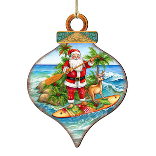 Beach Themed Ornaments - Santa's Surf Wooden Ornaments by G.Debrekht Coastal Holiday Decor - 8688187