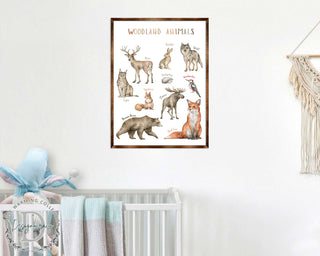Woodland Animals Kids Room Decor - Montessori Wooden Poster - Homeschool I Educational Poster - Classroom Decor - Playroom Art - 310220