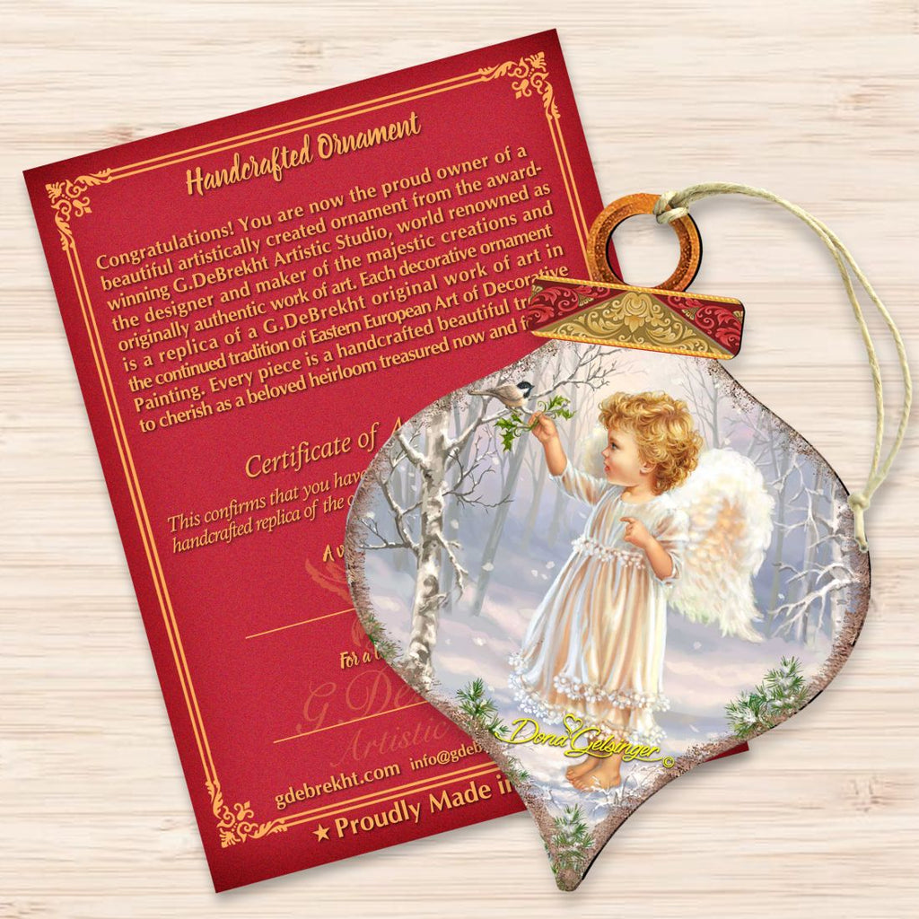 Little Angel Winter Blessings Wooden Ornaments by Gelsinger - Nativity Holiday Decor - 8031117-1427