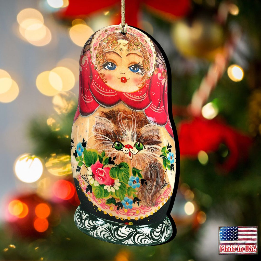 Nesting Doll Wooden Ornaments by G. DeBrekht - Christmas Santa Snowman Decor - 8115059