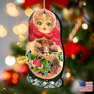 Nesting Doll Wooden Ornaments by G. DeBrekht - Christmas Santa Snowman Decor - 8115059