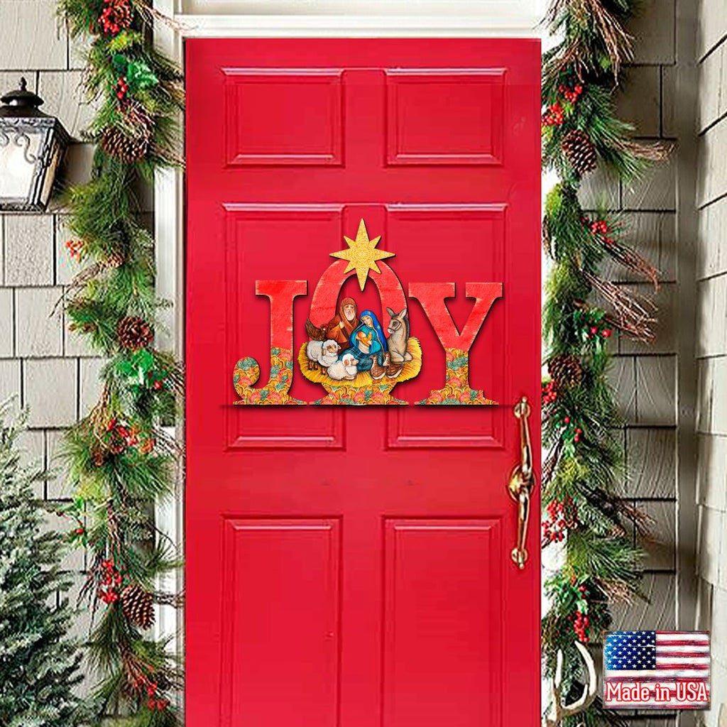 Joy Nativity Christmas Nativity Door Decor by G. DeBrekht - Nativity Holiday Decor - 8121454H