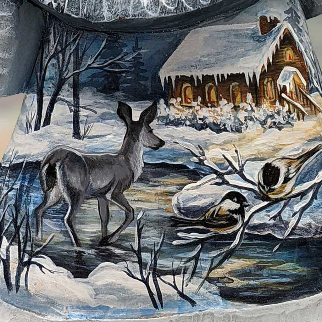 Winter Cabin Santa Hand-Painted WOODCARVED Masterpiece by G. DeBrekht - Wildlife Holiday Decor - 821508-16