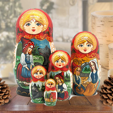 Riding Hood Matreshka Nesting Hand-Painted Doll Set of 5 by G. DeBrekht - Christmas Decor - 130098