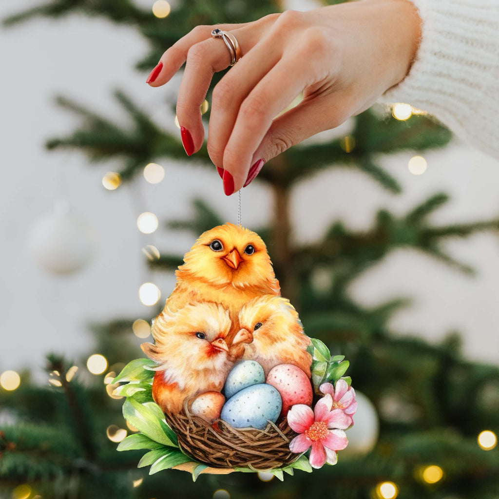 Spring Chicks Wooden Ornaments by G. DeBrekht Easter Spring Decor - 8652771