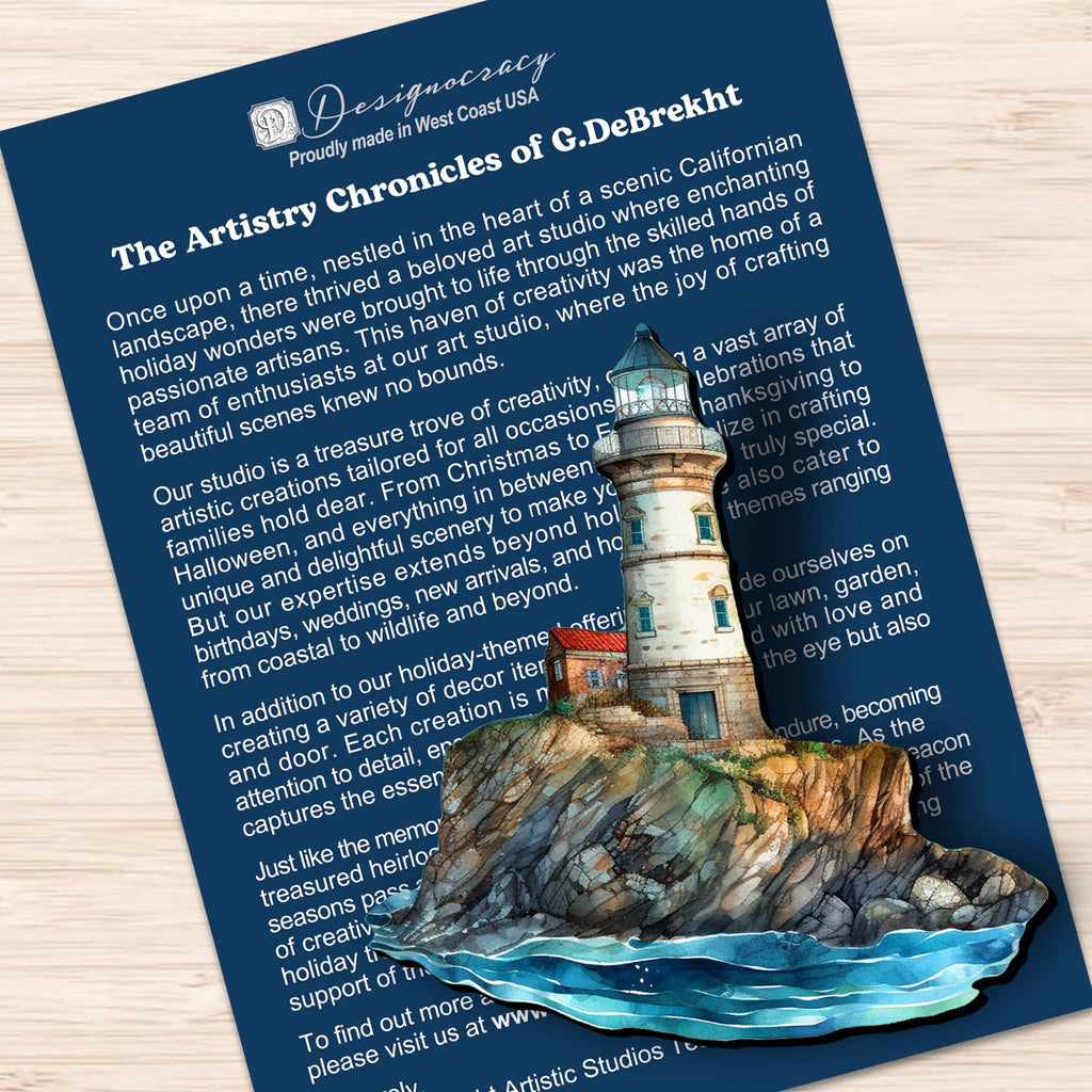 Lighthouse Clip-On Eco Wood Decorative Ornaments Set of 3 by G. Debrekht - Coastal Decor - 8091022C-S3