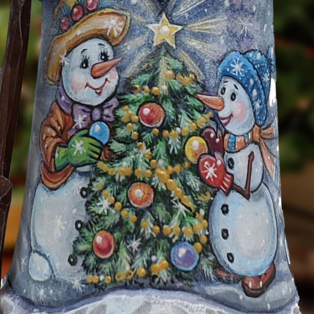 Lightning Star Snowman Hand-Painted WOODCARVED Figurine by G. DeBrekht - Christmas Santa Snowman Decor - 82151042