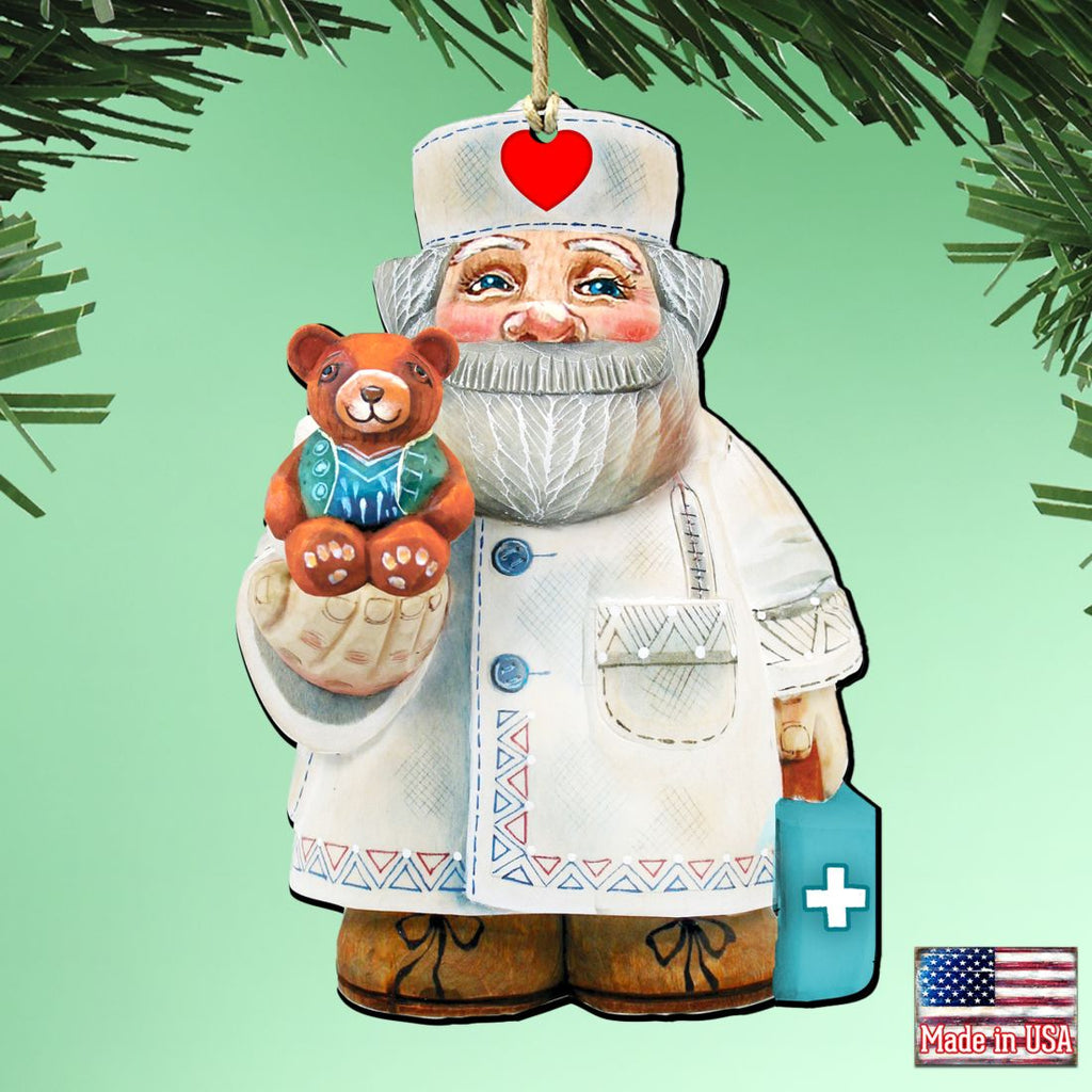 Teddy Bear Doctor Wooden Ornaments by G. DeBrekht - Christmas Santa Snowman Decor - 8151923